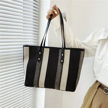 Load image into Gallery viewer, Fashion ladies Korean plaid bag ins casual simple striped canvas shoulder bag