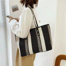 Load image into Gallery viewer, Fashion ladies Korean plaid bag ins casual simple striped canvas shoulder bag