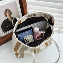 Load image into Gallery viewer, Fashion ladies Korean plaid bag ins casual simple striped canvas shoulder bag