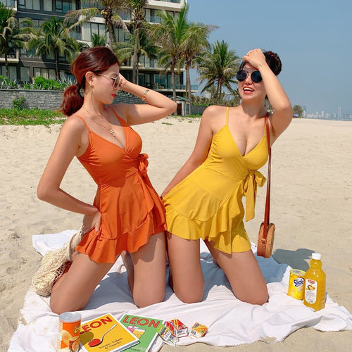 Fast delivery  Women's Tummy Control One Piece Swimsuit Swimdress Skirted Bathing Suit