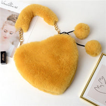 Load image into Gallery viewer, Faux Fur Winter Women Handbags Cute Plush Ladies Heart Shaped Shoulder Bag Cute Female Clutch Purse Love Handbags Messenger Bag