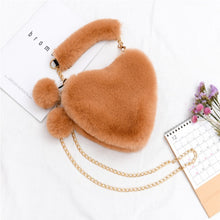 Load image into Gallery viewer, Faux Fur Winter Women Handbags Cute Plush Ladies Heart Shaped Shoulder Bag Cute Female Clutch Purse Love Handbags Messenger Bag