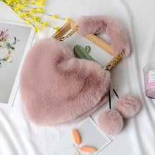 Load image into Gallery viewer, Faux Fur Winter Women Handbags Cute Plush Ladies Heart Shaped Shoulder Bag Cute Female Clutch Purse Love Handbags Messenger Bag