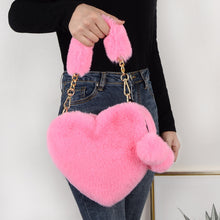 Load image into Gallery viewer, Faux Fur Winter Women Handbags Cute Plush Ladies Heart Shaped Shoulder Bag Cute Female Clutch Purse Love Handbags Messenger Bag