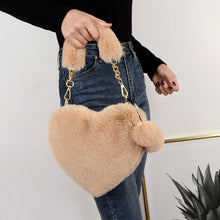 Load image into Gallery viewer, Faux Fur Winter Women Handbags Cute Plush Ladies Heart Shaped Shoulder Bag Cute Female Clutch Purse Love Handbags Messenger Bag