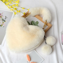 Load image into Gallery viewer, Faux Fur Winter Women Handbags Cute Plush Ladies Heart Shaped Shoulder Bag Cute Female Clutch Purse Love Handbags Messenger Bag