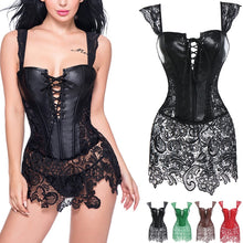 Load image into Gallery viewer, Faux Leather Corset Gothic Bustier Sexy Lingerie Halloween Steampunk Costume Burlesque Dresses Woman Slimming Sheath Top