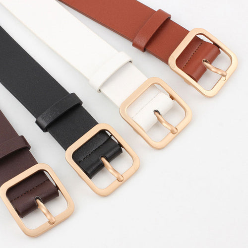 Faux Leather Square Buckle Belts Women Casual Solid Wild Adjustable Belts Decoration Ladies Fashion Accessories For Jeans Dress