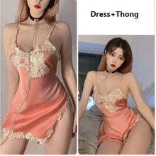 Load image into Gallery viewer, Female Lace Sexy Nightgown Women Sleepwear V Neck Sleeveless Backless Night Dress Woman Mini Sexy Lingerie For Women Nightie