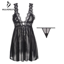 Load image into Gallery viewer, Female Lace Sexy Nightgown Women Sleepwear V Neck Sleeveless Backless Night Dress Woman Mini Sexy Lingerie For Women Nightie