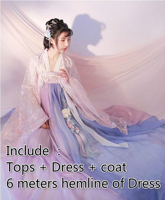 Female Traditional Folk Elegant Ancient Hanfu Costume Tang Dynasty Princess National Dance Clothes Tang Suit Oriental Dress