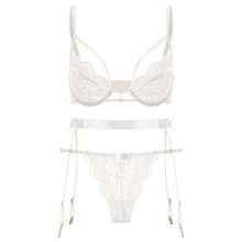 Load image into Gallery viewer, Femme Embroidery Push Up Bras G-String Panties Underwear Women Sexy Sensual Lingerie Woman Padded Underwear Set Garter