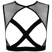 Load image into Gallery viewer, Femme Lingerie Womens Hollow Out Fishnet Elastic Exotic Open Bras Crisscross Front Cutout Underboob Vest Crop Tops Clubwear
