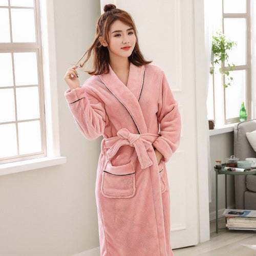 Flannel Bath robe Bridesmaid Robes Sleepwear Women Warm Winter Women Clothing Nightwear Femme velvet long night robe