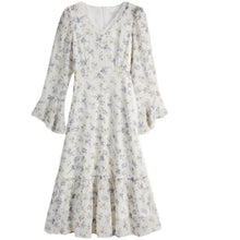 Load image into Gallery viewer, Floral Beach Evening Party Midi Dresses Women Lace Print Sweet Korean Casual Elegant Dress Long Sleeve Boho Sundress Summer 2021
