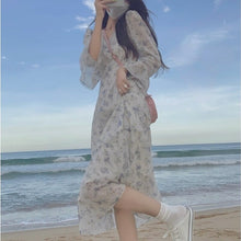 Load image into Gallery viewer, Floral Beach Evening Party Midi Dresses Women Lace Print Sweet Korean Casual Elegant Dress Long Sleeve Boho Sundress Summer 2021