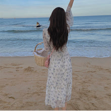 Load image into Gallery viewer, Floral Beach Evening Party Midi Dresses Women Lace Print Sweet Korean Casual Elegant Dress Long Sleeve Boho Sundress Summer 2021