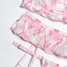 Load image into Gallery viewer, Floral Embroidery Sensual Lingerie Women&#39;s Underwear Fancy Transparent Bra and Brief Set with Graters Sexy Lace Erotic Intimate