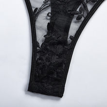Load image into Gallery viewer, Floral Embroidery Sexy Lingerie Sling Bodysuit Lace Straps Women Mesh See-Through Sensual Lingerie Exotic Garters Underwear Set