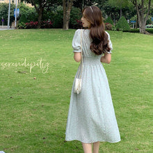 Load image into Gallery viewer, Floral French Dress Elegant Women 2021 Summer V-Neck Short Sleeve Fairy Dress Print Chic Retro Sweet One-piece Dress