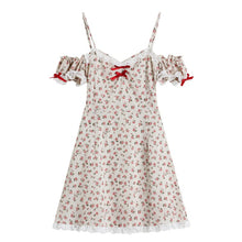 Load image into Gallery viewer, Floral Kawaii Sexy Party Mini Dresses Women Off Shoulder Print Sweet Beach Strap Dress Lace Chiffon Casual Summer Sundress 2021