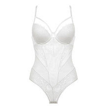 Load image into Gallery viewer, Floral Lace Sexy Bandage Bustiers Corsets Push Up Backless Bodysuit Cotton Open Crotch Underwear Women Lingerie White Black Red