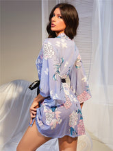 Load image into Gallery viewer, Floral Mesh Robe Female Lingerie Sleepwear Silky Bridal Wedding Gift Casual Kimono Bathrobe Gown Nightgown Sexy Nightwear