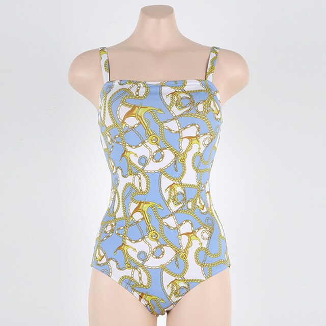 Floral Pint One Piece Swimsuit Women Swimwear Straps Monokini Bathing Suit Removable Pad Beach Wear Open Back