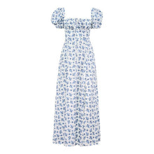 Load image into Gallery viewer, Floral Print Dress Sweet Puff Sleeve Side Spilt Drawstring A Line Midi Dresses Women Summer Party Chic Casual Outfits 2021 New