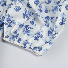 Load image into Gallery viewer, Floral Print Dress Sweet Puff Sleeve Side Spilt Drawstring A Line Midi Dresses Women Summer Party Chic Casual Outfits 2021 New