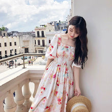 Load image into Gallery viewer, Floral Print Dress Women Party Long Dresses Puff Short Sleeve Elegant Summer Sexy Club Dress Sweet Laides Chic Maxi Dresses 2021