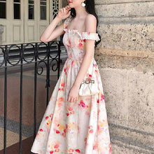 Load image into Gallery viewer, Floral Print Dress Women Party Long Dresses Puff Short Sleeve Elegant Summer Sexy Club Dress Sweet Laides Chic Maxi Dresses 2021