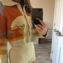 Load image into Gallery viewer, Floral Print Short Knitted Sweater Women Autumn Chic House Lady Of Fashion Sunny Single Breasted Loose Cardigans Femme