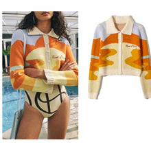 Load image into Gallery viewer, Floral Print Short Knitted Sweater Women Autumn Chic House Lady Of Fashion Sunny Single Breasted Loose Cardigans Femme