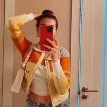 Load image into Gallery viewer, Floral Print Short Knitted Sweater Women Autumn Chic House Lady Of Fashion Sunny Single Breasted Loose Cardigans Femme