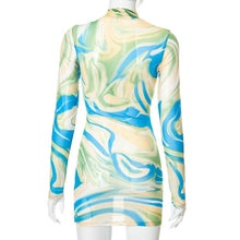 Load image into Gallery viewer, Floral Tulle Colorful Beach Dress Summer Women 2021 Vacation Long Sleeve Sexy Party Mini Bodycon Dresses Casual Holiday Sundress