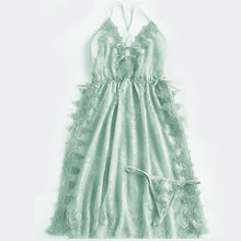 Load image into Gallery viewer, Flower Embroidery Deep V Suspender Sleepwear Women Sexy Lingerie Lace High Split Nightdress Homewear Lingerie Nightgowns