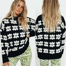 Load image into Gallery viewer, Flower Winter Sweater Women  2021 New Casual Loose Pullover Round Neck Long-sleeved Thick Knitted Top