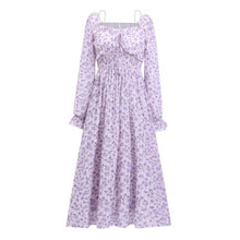 Load image into Gallery viewer, French Beaded Strapless Sexy Vestido Floral Feminina Purple Sweet Romantic Chiffon Print Fairy Dress Fall Dresses for women 2021