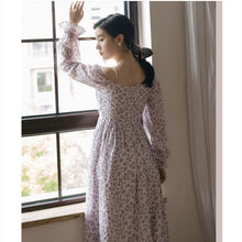 Load image into Gallery viewer, French Beaded Strapless Sexy Vestido Floral Feminina Purple Sweet Romantic Chiffon Print Fairy Dress Fall Dresses for women 2021