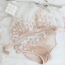 Load image into Gallery viewer, French Bralette Sexy Lingerie Set Embroidery Lace Underwear Ultra-thin Push Up Bra Triangle Cup Wirefree Women Bras Panties Sets