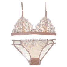 Load image into Gallery viewer, French Bralette Sexy Lingerie Set Embroidery Lace Underwear Ultra-thin Push Up Bra Triangle Cup Wirefree Women Bras Panties Sets