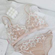 Load image into Gallery viewer, French Bralette Sexy Lingerie Set Embroidery Lace Underwear Ultra-thin Push Up Bra Triangle Cup Wirefree Women Bras Panties Sets