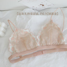 Load image into Gallery viewer, French Bralette Sexy Lingerie Set Embroidery Lace Underwear Ultra-thin Push Up Bra Triangle Cup Wirefree Women Bras Panties Sets