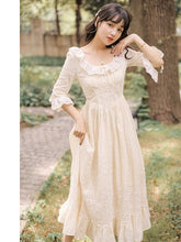 Load image into Gallery viewer, French Elegant Dress Women Fashion High End Fairy Dress Spring 2021 New Round Neck Sweet Ruffled Flared Sleeve Gentle Vestidos