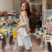 Load image into Gallery viewer, French Floral Strap Dress Women Korean Sweet Cute Chic Irregular Fairy Dress Female Sexy Kawaii Party Midi Kwaii Dress 2021 New