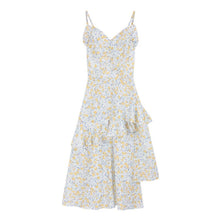 Load image into Gallery viewer, French Floral Strap Dress Women Korean Sweet Cute Chic Irregular Fairy Dress Female Sexy Kawaii Party Midi Kwaii Dress 2021 New