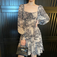 Load image into Gallery viewer, French Floral Sweet Dress Women Floral Print Elegant Puff Sleeve Chiffon Party Dress Outdoor Casual Dress Female Summer 2021
