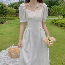 Load image into Gallery viewer, French Gentle Wind White Chiffon Dress 2021 Summer New Cross Butterfly Tie Temperament Dress