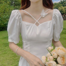Load image into Gallery viewer, French Gentle Wind White Chiffon Dress 2021 Summer New Cross Butterfly Tie Temperament Dress